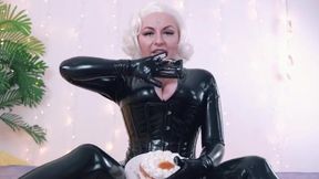 Tempting Latex Adventure: POV FemDom with Food Play and Messy Fun