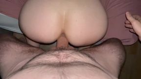 Big-cock guy fucks his teen brunette's beautiful big ass before bed.
