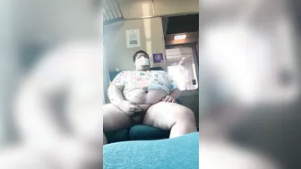 Chubby guy masturbates and cums on the instructor