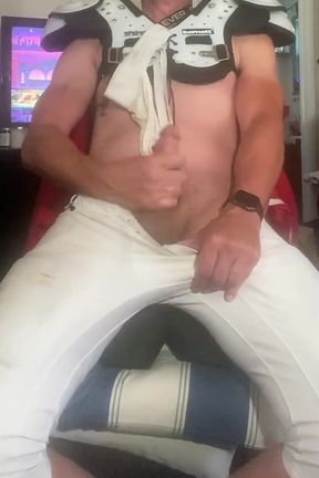 Jockdad87 Nuts in His Football Pads &amp; Pants