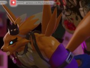 Big Dragon Flamedramon BBC and renamon muscle gay Burning