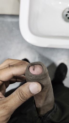 Playing with Cock in Public Toilet Not Cum