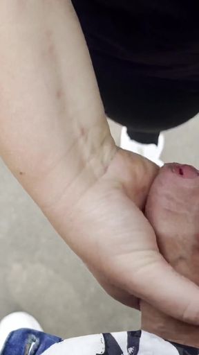 BBW Girl Give Perfect Sloppy Handjob in a Park - Risky and Sloppy