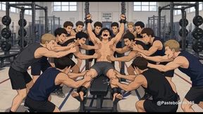 Coach's Punishment - Strapped To The Bench, Tickled By The Whole Squad (2D Anime Bara)