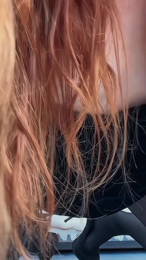 Hairy Pussy Under Nylon: Topless Play and Squirt Close up