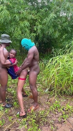 Sex Inside a Swampy River Rounded by Wild Bushes