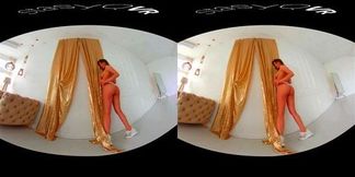 Sexy babe teasing with her perky tits in exclusive VR video