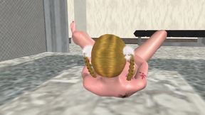 Cute Blond Girl Fingers Pussy & Masturbates with Cucumber 3D Cartoon Hentai