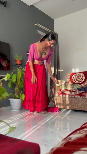 Indian transformation wearing hot saree