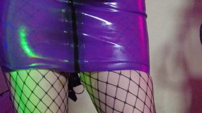 Fetish Rubber Dominatrix Eva Latex Purple Dress Mask Big Ass MILF Toys BDSM Femdom Solo Hot