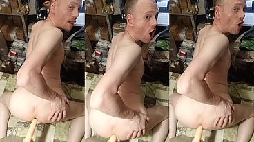LanaTuls aka Sergay Fag - Dildo Riding Anal Fucking in Bed. Хочешь меня выебать - пиши в тг MoscowFaggot
