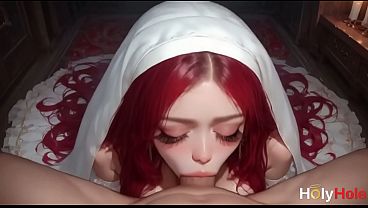 The sweet, shy nun impaled herself on my cock with such pleasure - even she hadn'_t expected it! Her pussy took in all my cum![AI]