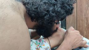 Feet lick romance in skirt
