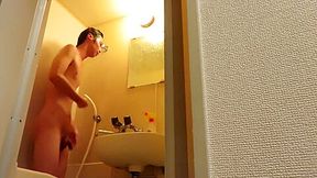 Japanese guy Ruki take a shower.