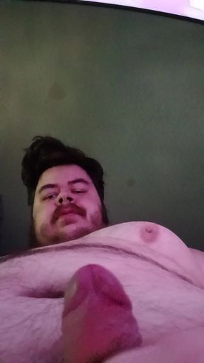 POV You are kneeling in front of me ready to worship my thick uncut hairy bear cock