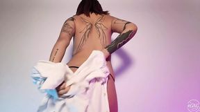 Sloppy Blowjob, with a big anal plug and multiple orgasm