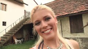 Brunette teen with small tits gets spooned at outdoor casting