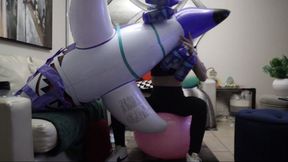 inflating splatoon shark while bouncing on yoga ball (with masturbation)