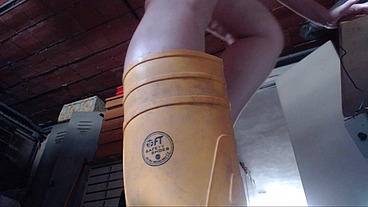 Boots dirty with dust and old mud