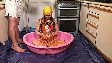 Girl Trashed in Horrendous, Disgusting 45 minute Food Gunge WAM