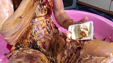 Girl Trashed in Horrendous, Disgusting 45 minute Food Gunge WAM