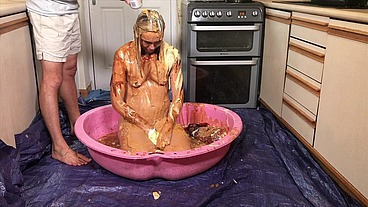Girl Trashed in Horrendous, Disgusting 45 minute Food Gunge WAM