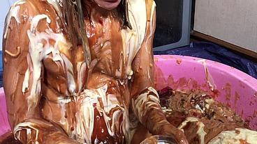 Girl Trashed in Horrendous, Disgusting 45 minute Food Gunge WAM
