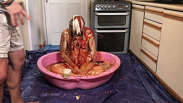 Girl Trashed in Horrendous, Disgusting 45 minute Food Gunge WAM