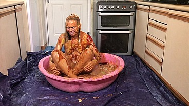 Girl Trashed in Horrendous, Disgusting 45 minute Food Gunge WAM