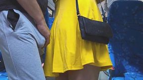 Banged on the Bus! Dude Blows His Load While She Jerks His Big Cock