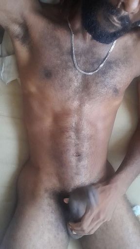 Chocolate daddy can't hold back his cumming no more.