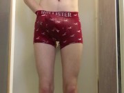 College Twink Desperately Pissing Red Hollister Underwear