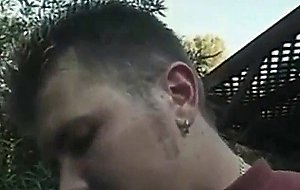 Interracial suck and fuck outdoors
