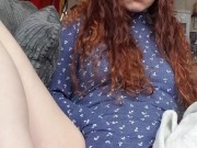 Amateur Petite Babe With Freckles And A Creamy Pussy, trying to be subtle.