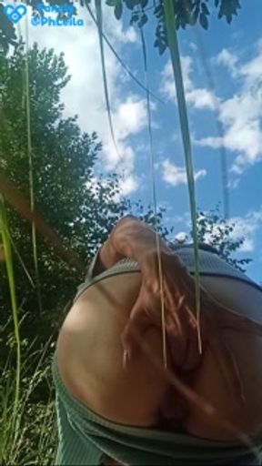 Step sister jerks anal off in the park