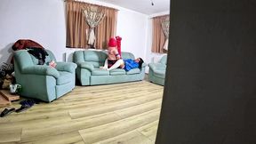 inflatable wrestler strap on fantasy. riding, doggy, double cum and inflatable popping