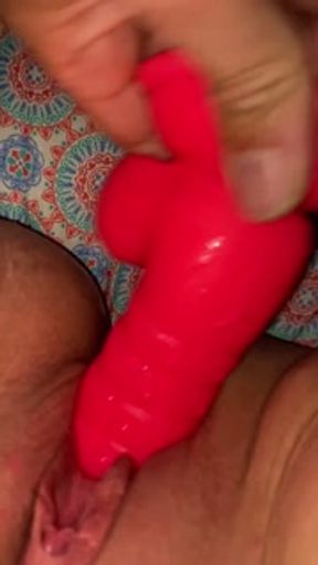 Double penetration with dick and dildo