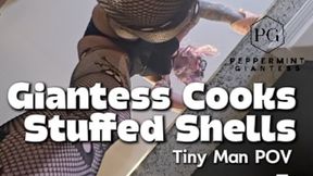 7’3â€ Giantess Cooks Stuffed Shells - Tiny Man Tied to my 8 Inch Heel POV