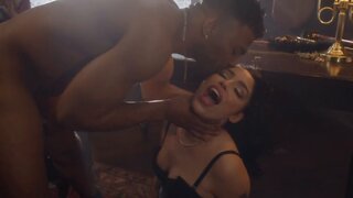 Raw uncut interracial sex demolishes a white girl's pussy