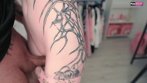 Pink Hair Stepsister Jerks My Huge Cock, Deepthroats Close-up, Rubs Massive Dick on Bald Pussy &amp; Takes Cum in Panties She Wears
