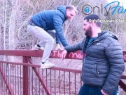 Exhibitionist Hook Up in a Public Lobby Washroom - we sneak out the stall and finish by urinals RISK