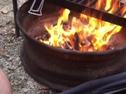 Cooking Food & Jerking By The Campfire, Cumming All Over My Meat, Then Pissed On The Fire To Put Out