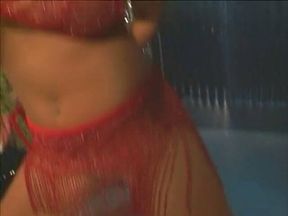 Gorgeous busty beauty rides sex machine at the strip club