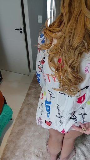 Jerking off in a Skirt! I Almost Came!