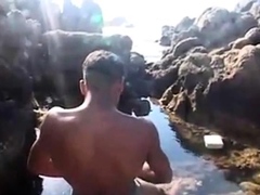 Tunisian twink wanks his BIG Arab dick near the beach