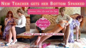 New Teacher gets her Bottom Spanked 
Governess Miss Zee with Zoe Page - mobile and tablet friendly version