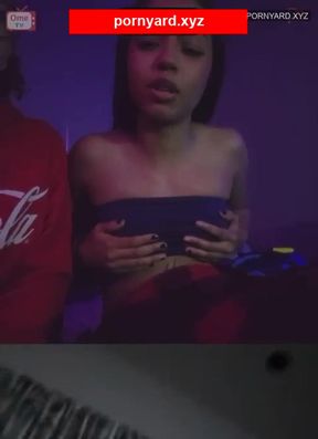 Teen girl shows her reaction on homemade webcam