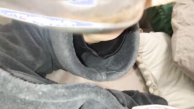 Kinky guy rubs honey all over his cock and masturbates