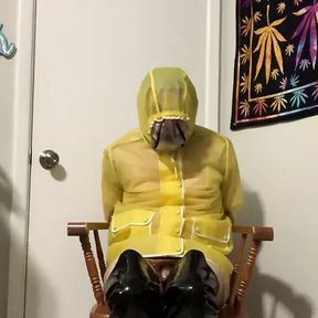 Yellow PVC raincoat bondage Part 2