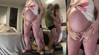9th month big belly standing fuck with horny GF